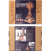 ROBOTIME Rolife Svietiace 3D drevené puzzle Noc na Eiffelovej veži 164 dielikov