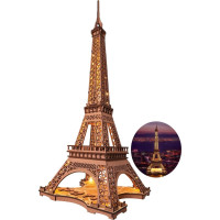 ROBOTIME Rolife Svietiace 3D drevené puzzle Noc na Eiffelovej veži 164 dielikov
