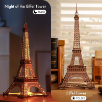 ROBOTIME Rolife Svietiace 3D drevené puzzle Noc na Eiffelovej veži 164 dielikov