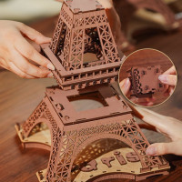 ROBOTIME Rolife Svietiace 3D drevené puzzle Noc na Eiffelovej veži 164 dielikov