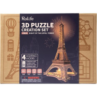 ROBOTIME Rolife Svietiace 3D drevené puzzle Noc na Eiffelovej veži 164 dielikov