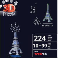 RAVENSBURGER Svietiace 3D puzzle Eiffelova veža 224 dielikov