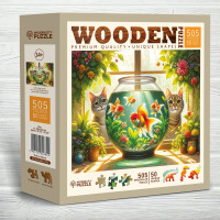 WOODEN CITY Drevené puzzle Mačky a rybičky 505 dielikov