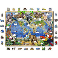 WOODEN CITY Drevené puzzle Mapa sveta zvierat 1010 dielikov