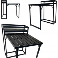 Skladací balkónový stôl MALE - 84x60x69/84 cm - čierny