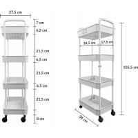 Kuchynský vozík 100 cm - 4 police - biely