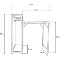 Skladací balkónový stôl MALE - 84x60x69/84 cm - čierny