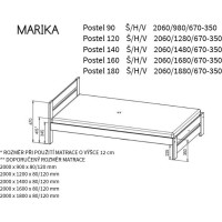 Posteľ z masívu borovice MARIKA - 200x160 cm - biela