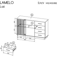 Komoda LAMELO LA6 - dub wotan/čierna