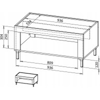 Konferenčný stolík MOSSA MO9 - čierny/dub whisky