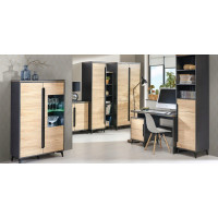 Regál s vitrínou GAPPA GA5 - jaseň horský/fresco