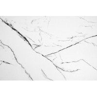 Jedálenský okrúhly stôl PARIS Black 80 cm - biely mramor