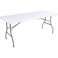 Zostava cateringového nábytku FETA WHITE (stôl 180 cm + 6 stoličiek BASICO) - biela / čierna