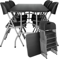 Zostava cateringového nábytku FETA BLACK (stôl 180 cm + 6 stoličiek) - čierna