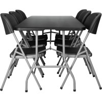 Zostava cateringového nábytku FETA BLACK (stôl 180 cm + 6 stoličiek) - čierna