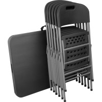 Zostava cateringového nábytku FETA BLACK (stôl 180 cm + 6 stoličiek) - čierna