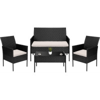 Zostava záhradného ratanového nábytku MAGNOLIA - čierna/béžová