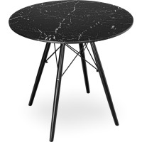Jedálenský okrúhly stôl PARIS Black 80 cm - čierny mramor