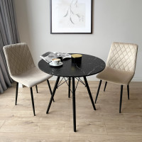 Jedálenský okrúhly stôl PARIS Black 80 cm - čierny mramor