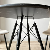 Jedálenský okrúhly stôl PARIS Black 80 cm - čierny mramor