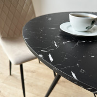 Jedálenský okrúhly stôl PARIS Black 80 cm - čierny mramor
