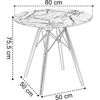 Jedálenský okrúhly stôl PARIS Black 80 cm - čierny mramor