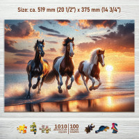 WOODEN CITY Drevené puzzle Divoké kone na pláži 1010 dielikov