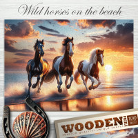 WOODEN CITY Drevené puzzle Divoké kone na pláži 1010 dielikov