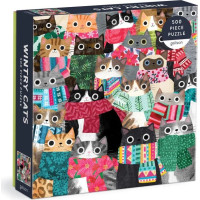 Galison Puzzle Zimné mačky 500 dielikov
