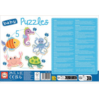 EDUCA Baby puzzle Vodné zvieratá 5v1 (3-5 dielikov)