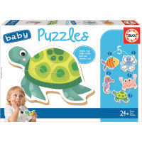 EDUCA Baby puzzle Vodné zvieratá 5v1 (3-5 dielikov)