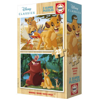 EDUCA Drevené puzzle Leví kráľ 2x25 dielikov