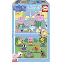 EDUCA Drevené puzzle Prasiatko Peppa 2x25 dielikov