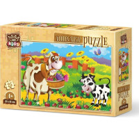 ART PUZZLE Drevené puzzle Kravička s kvetinami 25 dielikov