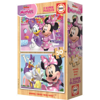 EDUCA Drevené puzzle Minnie a Daisy 2x50 dielikov