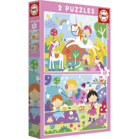 EDUCA Puzzle Jednorožce a Víly 2x48 dielikov