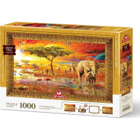 ART PUZZLE Puzzle s rámom a lepidlom 3v1 Kráľové savany 1000 dielikov