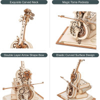 ROBOTIME Roker 3D drevené puzzle Kúzelné violončelo (hracia skrinka) 199 dielikov