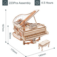 ROBOTIME Roker 3D drevené puzzle Kúzelný klavír (hracia skrinka) 223 dielikov