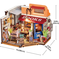 ROBOTIME Rolife DIY 3D drevené puzzle Kníhkupectvo na rohu 108 dielikov
