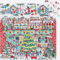 Galison Fóliové puzzle Michael Storrings Vianočná dielňa hračiek 500 dielikov
