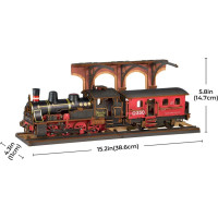 RoboTime 3D drevená skladačka Vintage parná lokomotíva
