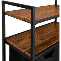 Dvojkomorový kôš na bielizeň s policami MIRUN 80L - čierny/starený dub