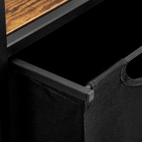 Dvojkomorový kôš na bielizeň s policami MIRUN 80L - čierny/starený dub