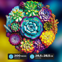 EscapeWelt Drevené puzzle Sukulenty 200 dielikov