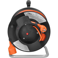 Solight predlžovací prívod na bubne, 1 zásuvka, 50m, oranžový kábel, 3x 1,5mm2