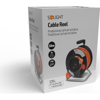 Solight predlžovací prívod na bubne, 1 zásuvka, 50m, oranžový kábel, 3x 1,5mm2