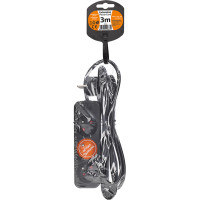 Solight predlžovací prívod, 3 zásuvky, čierny, 3m