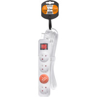 Solight predlžovací prívod, 4 zásuvky, biely, vypínač, 1,5m
