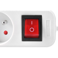 Solight predlžovací prívod, 4 zásuvky, biely, vypínač, 3m
